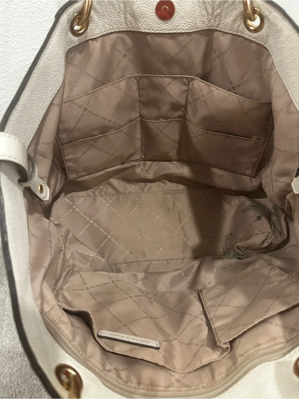 Michael Kors Cream and Blush Leather Shoulder Tote